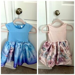 ✨ H&M girl dress bundle: Frozen dress size 3/4 and pink floral dress size 5/6 ✨